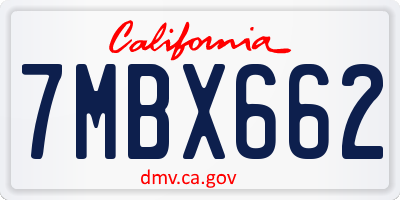 CA license plate 7MBX662