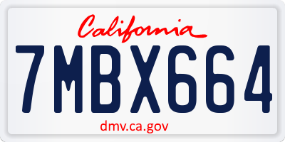 CA license plate 7MBX664