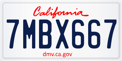 CA license plate 7MBX667