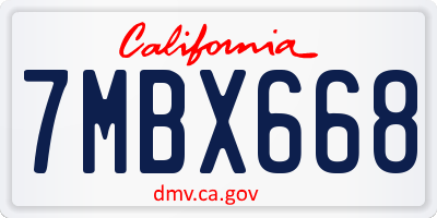 CA license plate 7MBX668