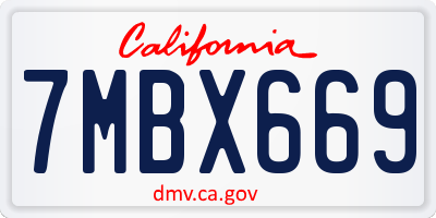 CA license plate 7MBX669