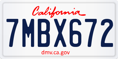 CA license plate 7MBX672
