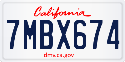 CA license plate 7MBX674