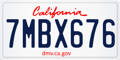 CA license plate 7MBX676
