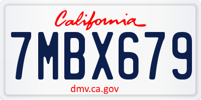 CA license plate 7MBX679