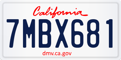 CA license plate 7MBX681