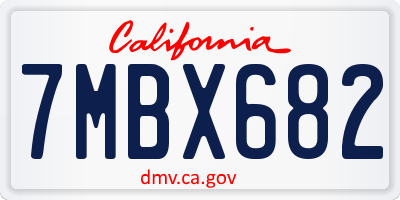 CA license plate 7MBX682