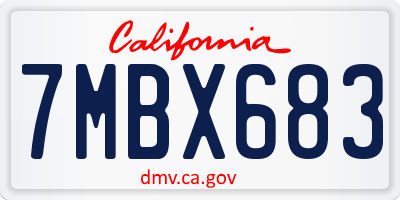 CA license plate 7MBX683