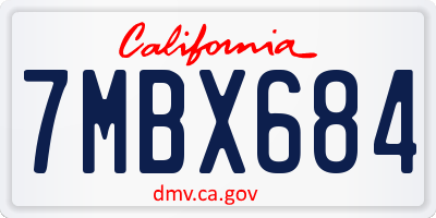 CA license plate 7MBX684