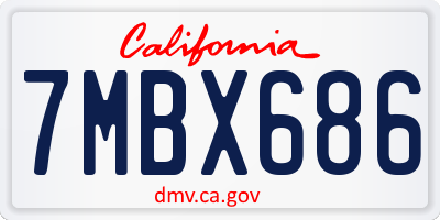 CA license plate 7MBX686