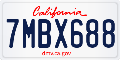 CA license plate 7MBX688