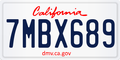 CA license plate 7MBX689