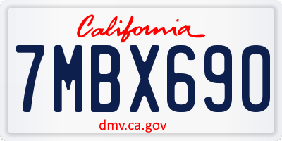 CA license plate 7MBX690