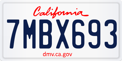 CA license plate 7MBX693