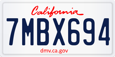 CA license plate 7MBX694