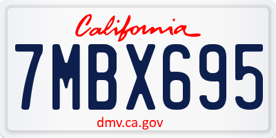 CA license plate 7MBX695