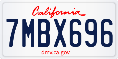 CA license plate 7MBX696