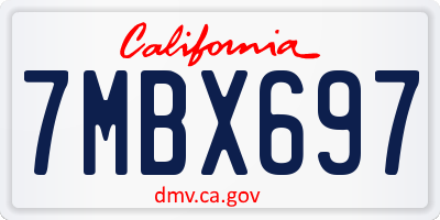 CA license plate 7MBX697