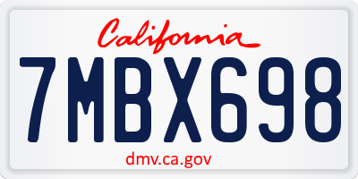 CA license plate 7MBX698