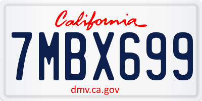 CA license plate 7MBX699