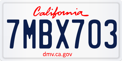 CA license plate 7MBX703