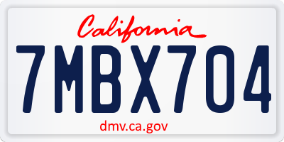 CA license plate 7MBX704