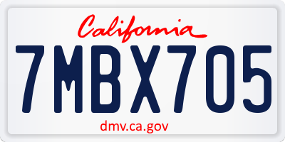 CA license plate 7MBX705