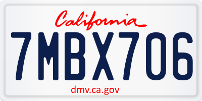 CA license plate 7MBX706