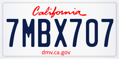 CA license plate 7MBX707