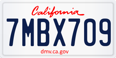 CA license plate 7MBX709