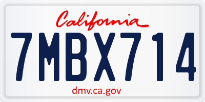 CA license plate 7MBX714
