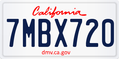 CA license plate 7MBX720