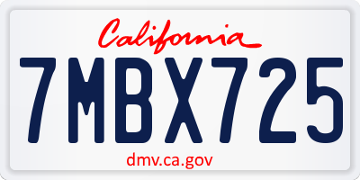 CA license plate 7MBX725