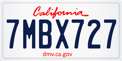CA license plate 7MBX727