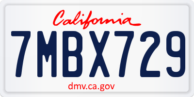 CA license plate 7MBX729