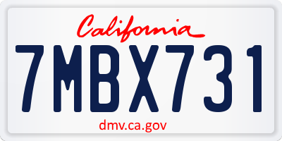 CA license plate 7MBX731