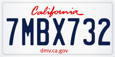 CA license plate 7MBX732