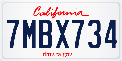 CA license plate 7MBX734