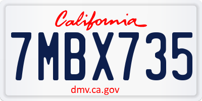 CA license plate 7MBX735