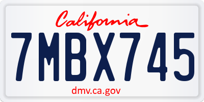 CA license plate 7MBX745
