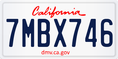 CA license plate 7MBX746