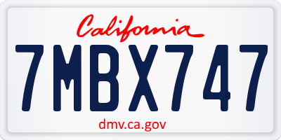 CA license plate 7MBX747