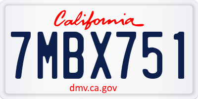 CA license plate 7MBX751