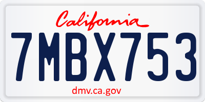 CA license plate 7MBX753