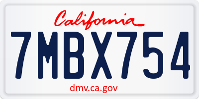 CA license plate 7MBX754