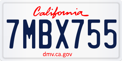 CA license plate 7MBX755