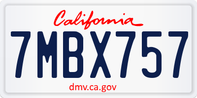 CA license plate 7MBX757