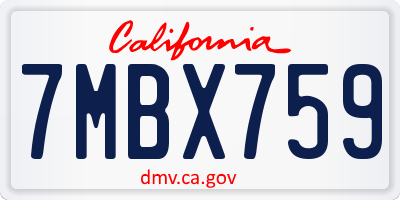 CA license plate 7MBX759