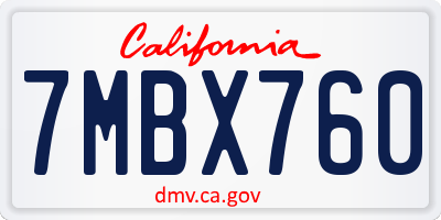 CA license plate 7MBX760
