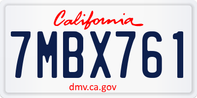 CA license plate 7MBX761